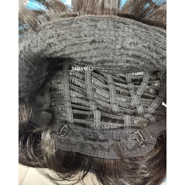 Wig Pria Warna Hitam Rambut Palsu Pria Pendek Korea Style