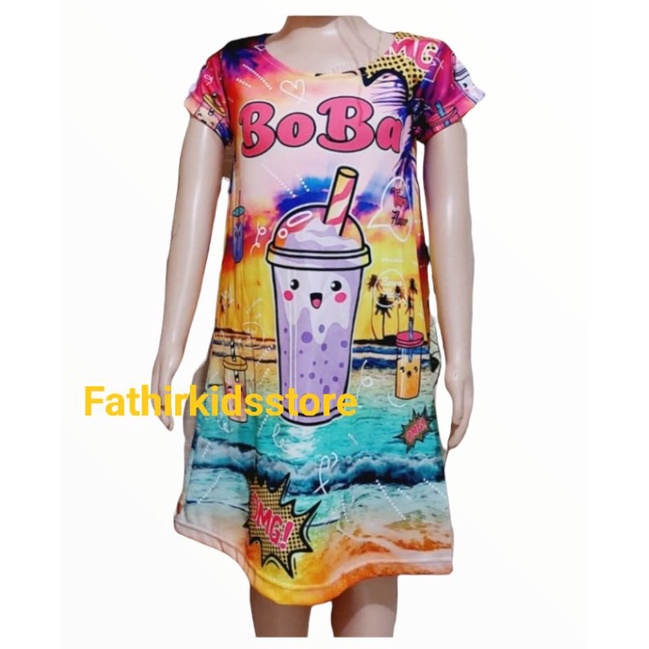 DRESS PULLPRIN ANAK PEREMBUAN BOBA DRINK