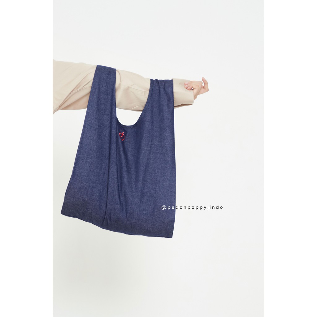 Reusable Shopping Bag Denim Groceries Bag Tas Kain Belanja - Kazu Shopping Bag