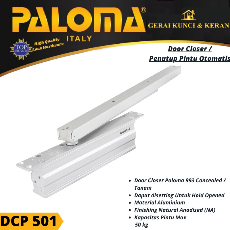 DOOR CLOSER PALOMA 993 CONCEALED NA DCP 501 PENUTUP PINTU OTOMATIS SILVER