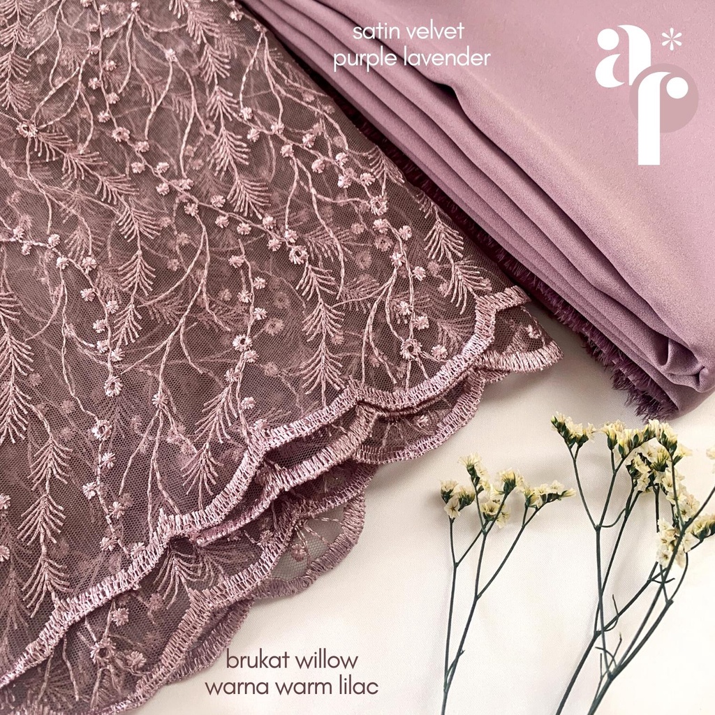 ½ meter Kain Brukat Premium Willow Motif / Brokat Tile Prancis (Bahan Modern Kebaya, Hijab, Seragam, Bridesmaid)