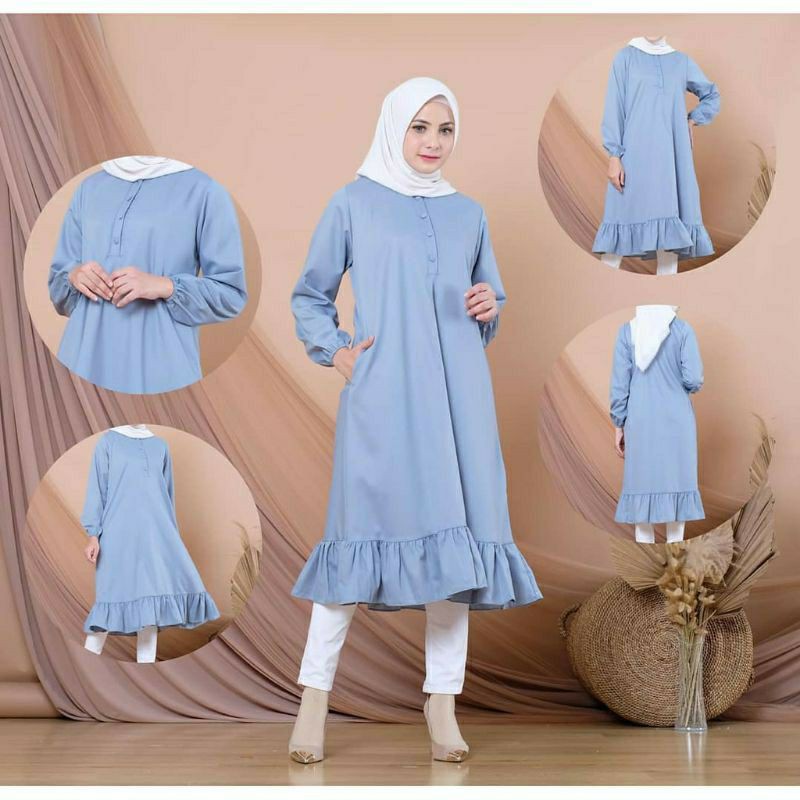 Tunik Wanita Import Jumbo Rayon Terbaru Kekinian Putih Hitam Polos Ananda