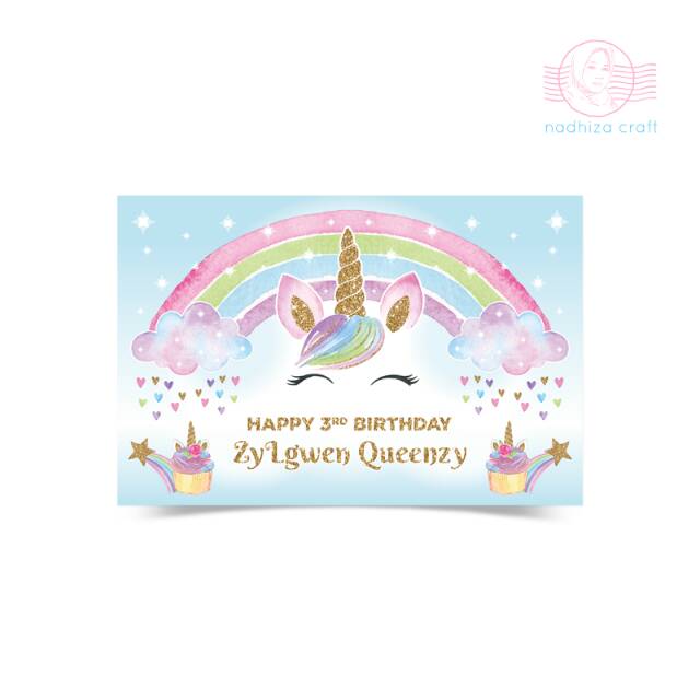 UNICORN BACKDROP BANNER ULANG TAHUN