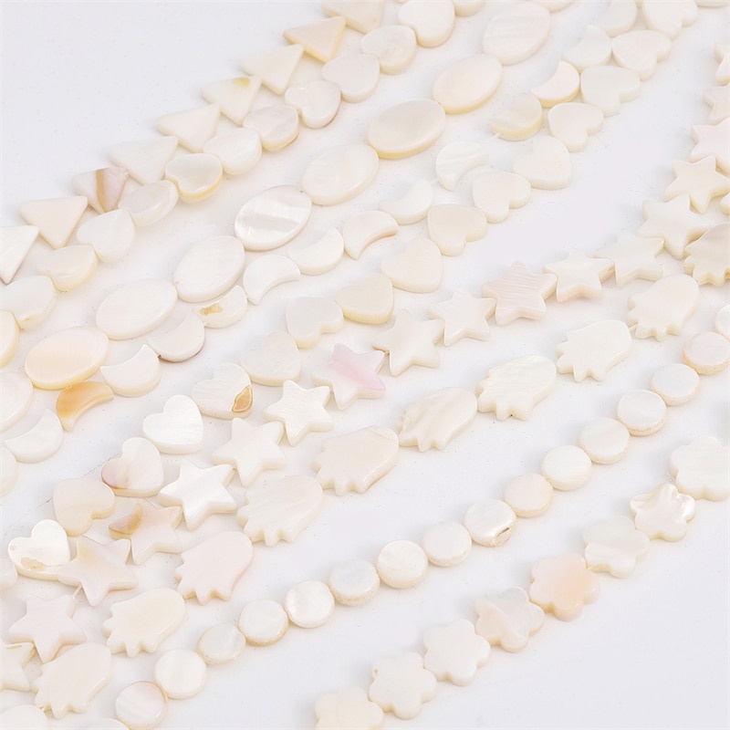 22-70 Pcs Alami Putih Cinta Shell Ibu Mutiara Longgar Spacer Manik-manik untuk Membuat Perhiasan DIY Gelang Kalung Buatan Tangan