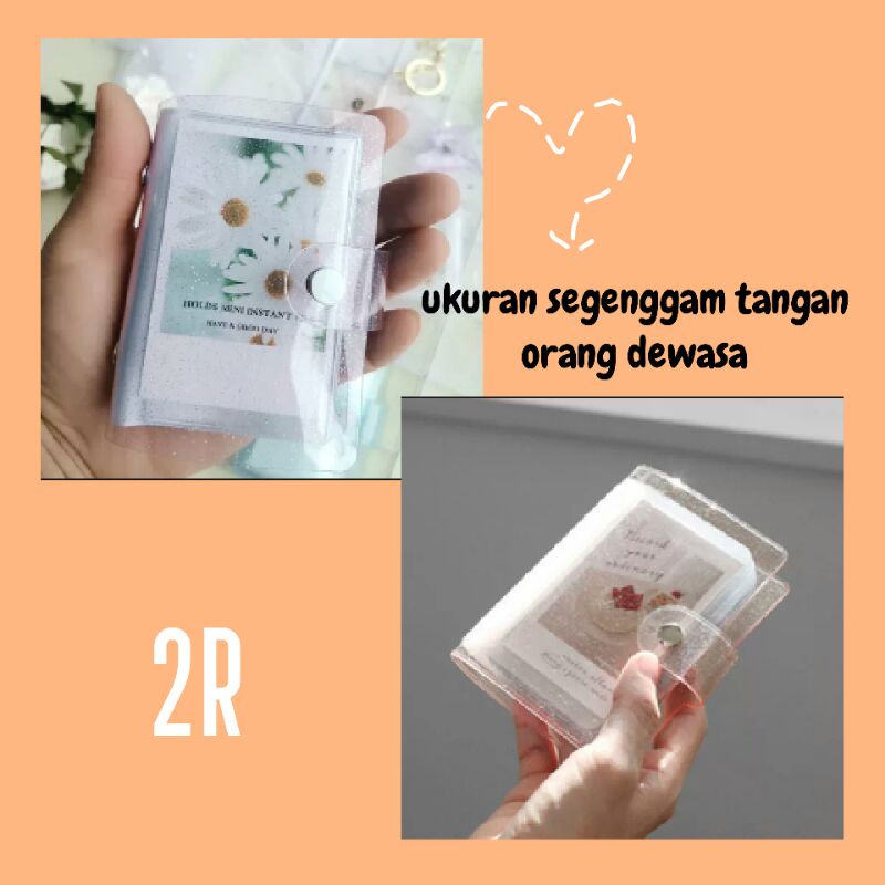 Dompet Mini Kartu Album Foto Photocard Kpop Polaroid 2R Transparan Bening Gliter
