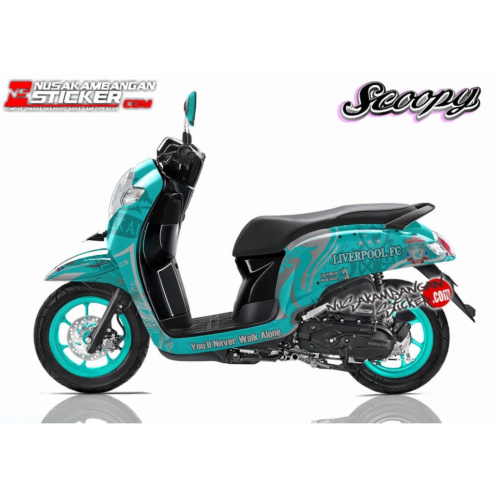 Decal Stiker Motor Honda Scoopy Full Body Racing Team Liverpool Biru Toska Sticker Custom Variasi Mo