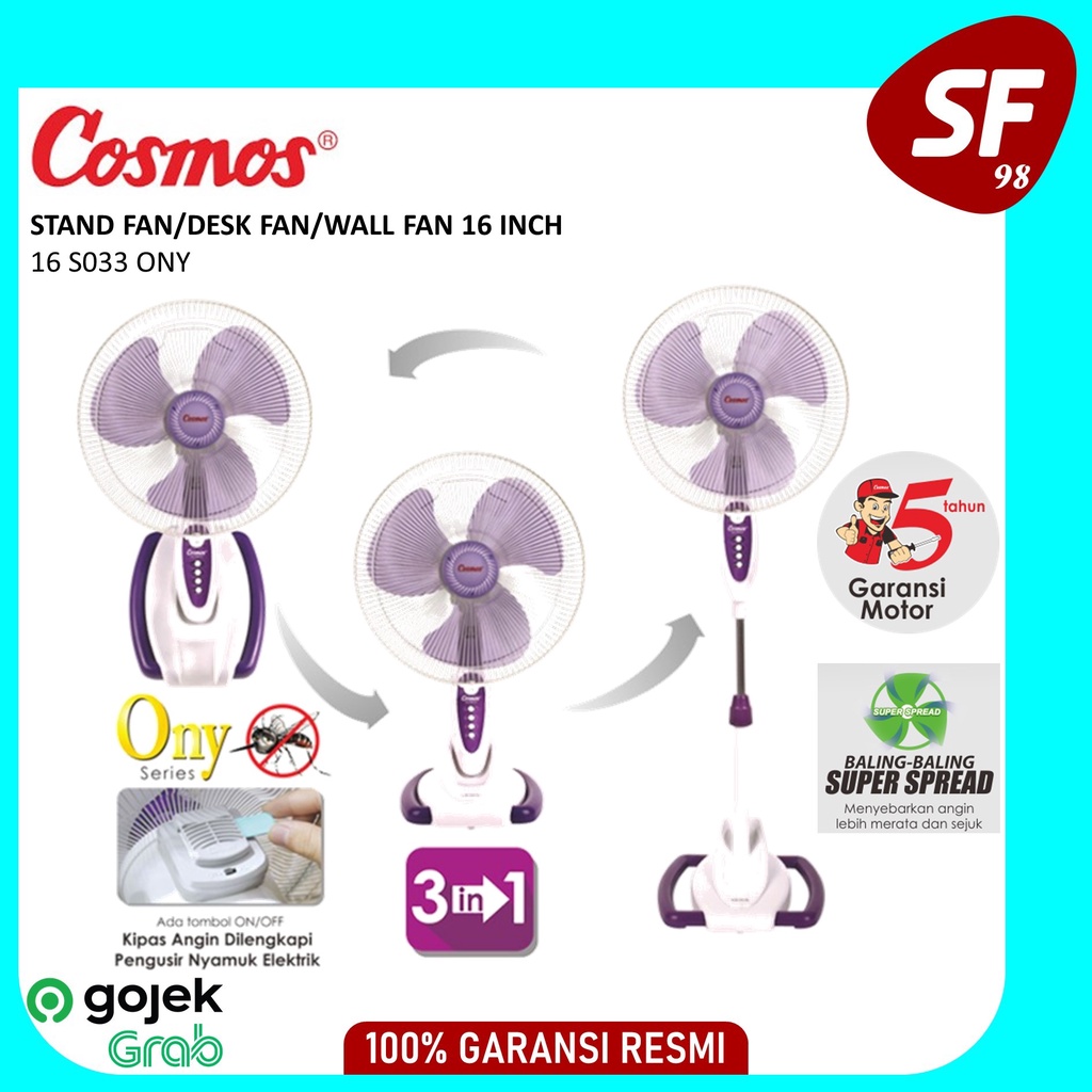KIPAS ANGIN STAND FAN COSMOS 3IN1 16" SO33