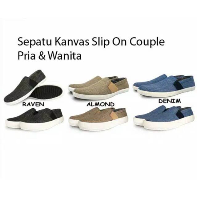 SNAKERS SEPATU CASUAL SLIP ON COUPLE PRIA DAN WANITA