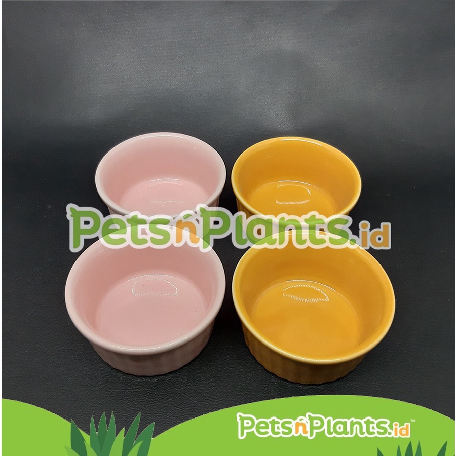 Tempat Makan Hamster Small Pet Keramik Import Bulat dan Persegi Polos