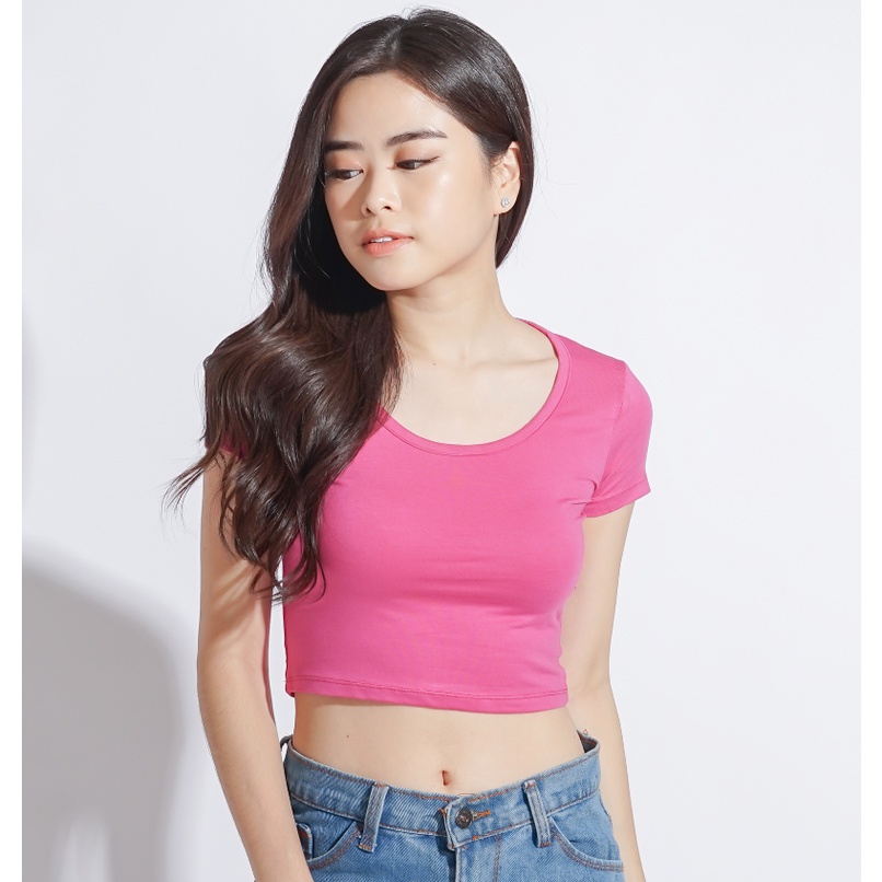 MODAVIE - HANA Korean Sexy Crop Top Kaos Crop Tee Baju Atasan Wanita