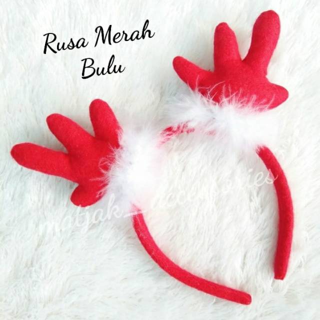 Bando Natal Dewasa Desain Tanduk Rusa Bulu Bando Rusa