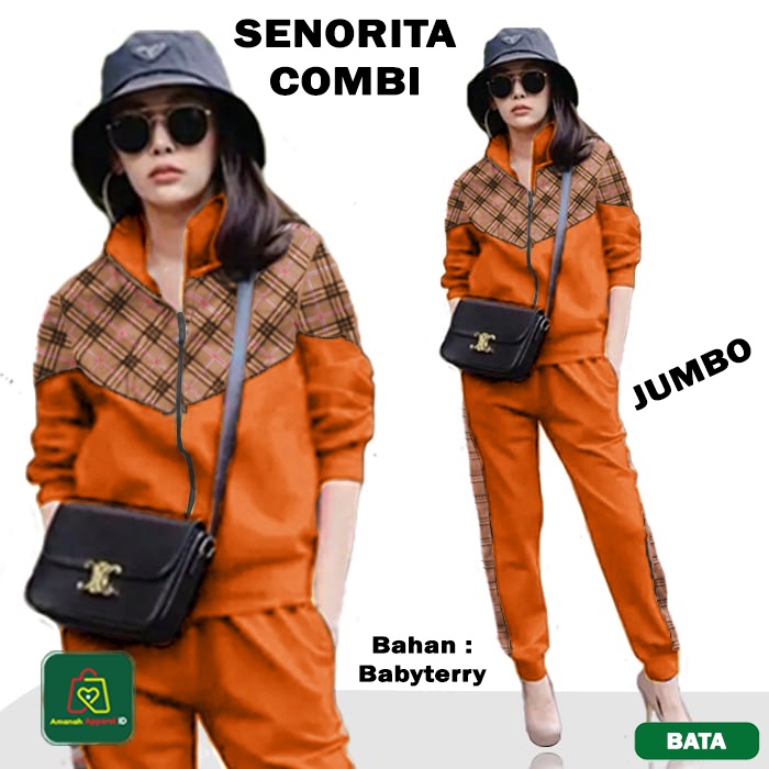 Setelan Pakaian Wanita SENORITA COMBI JUMBO Bahan Babyterry Premium Size XL - 11369