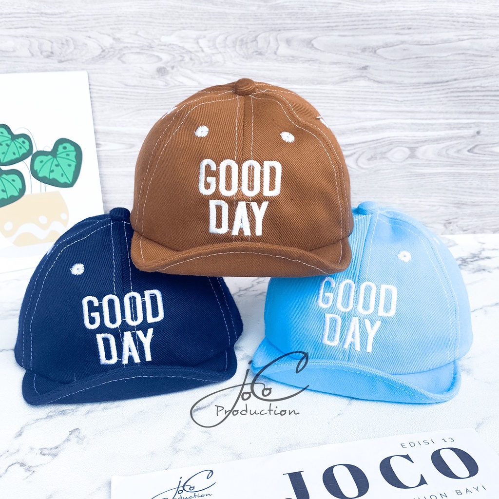 Jocoproduction - Topi Fashion Anak Bayi Baseball Lipat Bordir Good Day Unisex-1