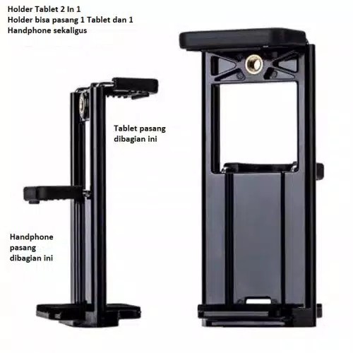 Kepala 2in1 Holder Tablet Tab Handphone untuk tongsis tripod