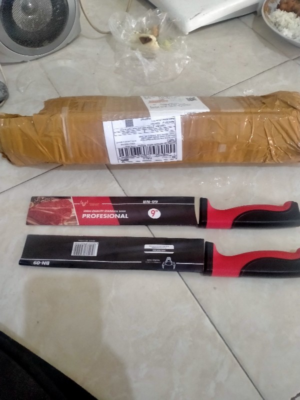 Pisau Dapur Stainless Steel Gagang Lapisan Karet /pisau Daging Profesional Bn