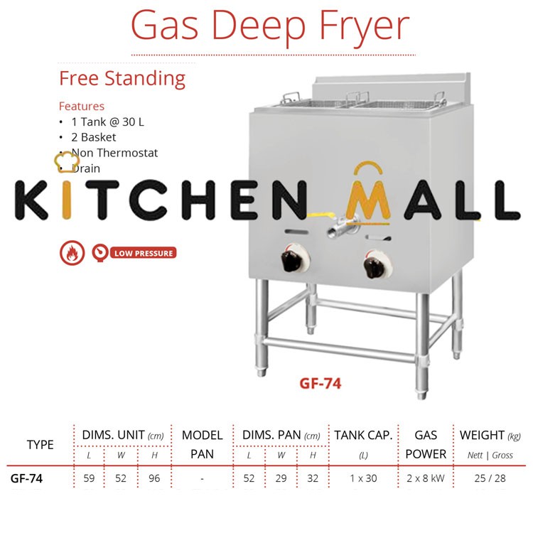GETRA GF-74 Gas Deep Fryer (Alat Penggorengan Gas) 30 Liter 1 Tank