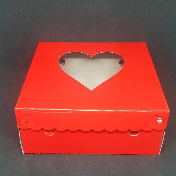 Dus Love Merah Kotak Kue 20 x 20 x 8