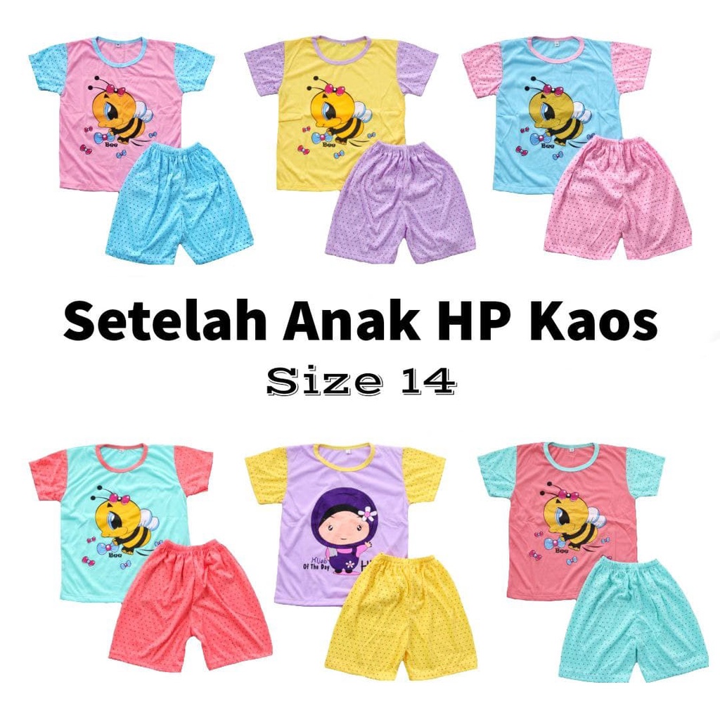 IZANY Piyama Setelan Kaos Anak Hotpant 3/4 Size 4 -14 Cewek &amp; Cowok