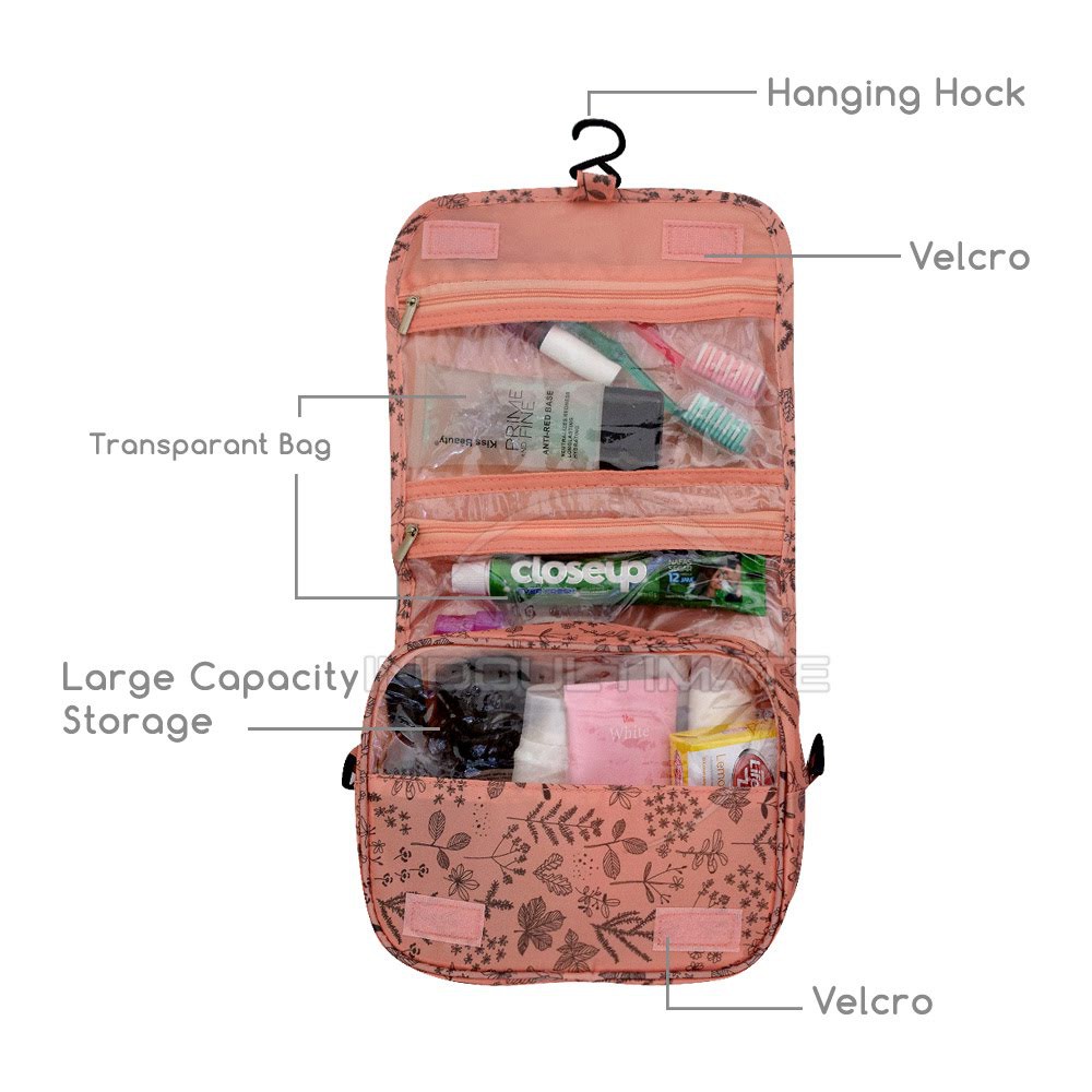 Travel Organizer Pouch Alat Mandi Pouch Make Up Tas Kosmetik Peralatan Mandi Motif IM OR 52-01