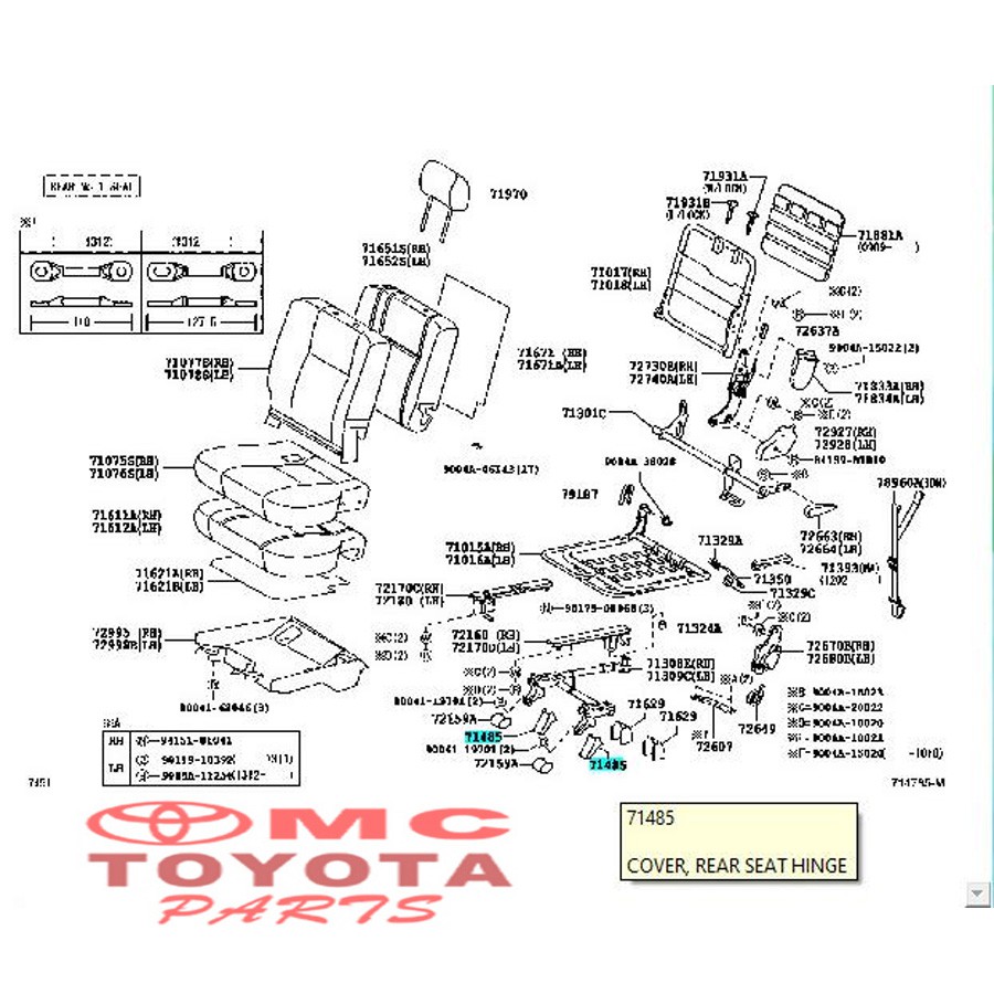 Tutup Cover Baut Jok Tengah Avanza Xenia Rush Terios 71485-BZ040-B0