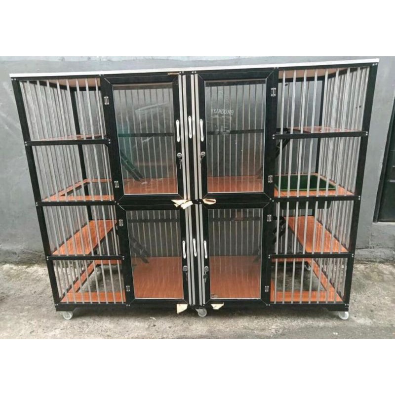Kandang Kucing Alumunium 4 Kamar Coklat