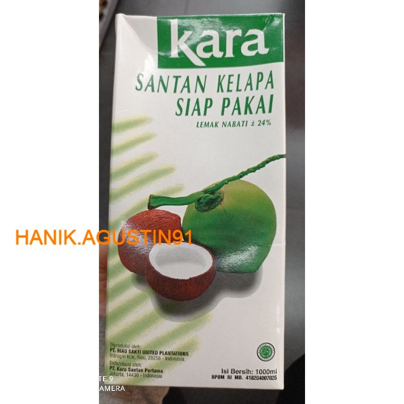 

Kara Santan Kelapa Cream 1 Liter/ Santan sun kara 1 liter / Santan Siap Pakai