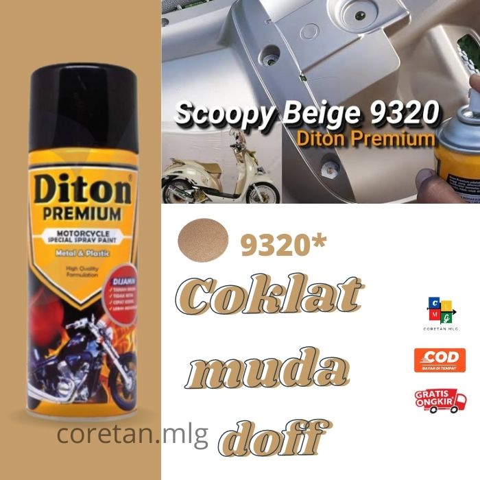 Pilok Pilox Cat Semprot Diton Premium Scoopy Beige 9320 Coklat Muda Cream Krem Metallic Metalik Cat 