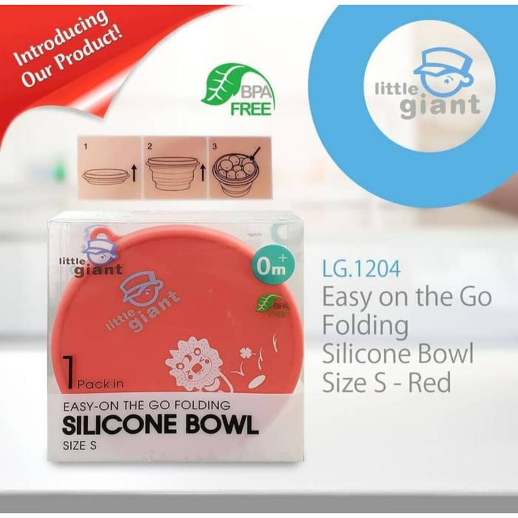Little Giant LG 1204 Easy on The Go Folding Silicone Bowl Size S - Red Mangkok Makan Bayi