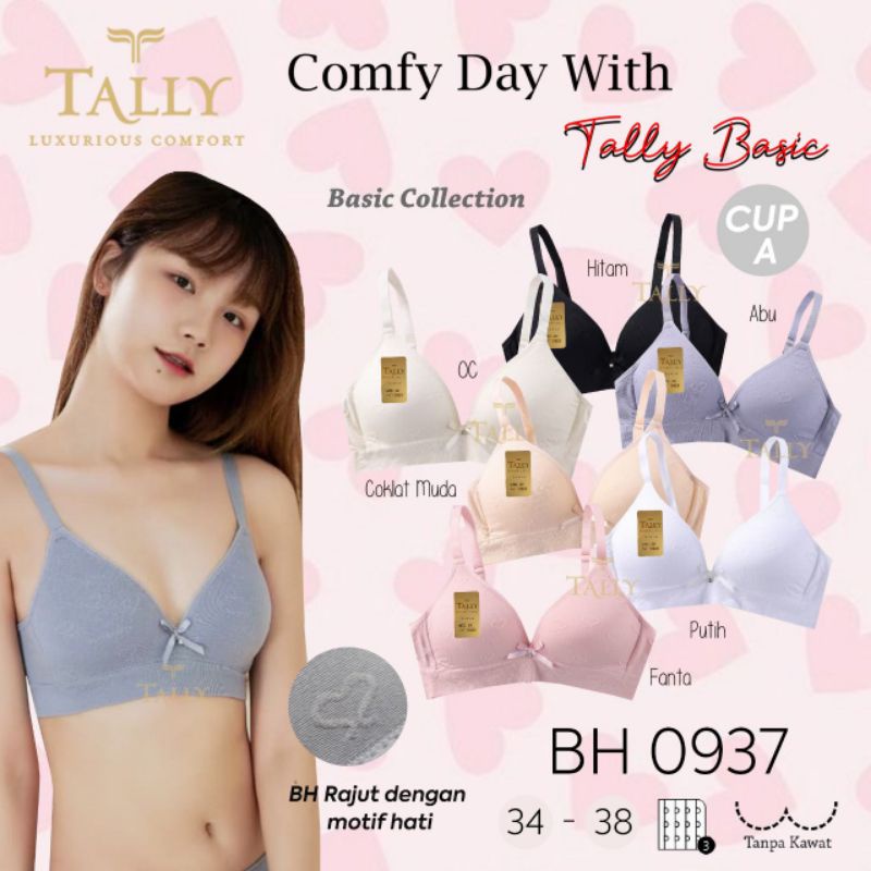 TALLY BH BRA RAJUT 0937 | TANPA KAWAT | CUP A | BUSA TIPIS | SIZE 34 - 38