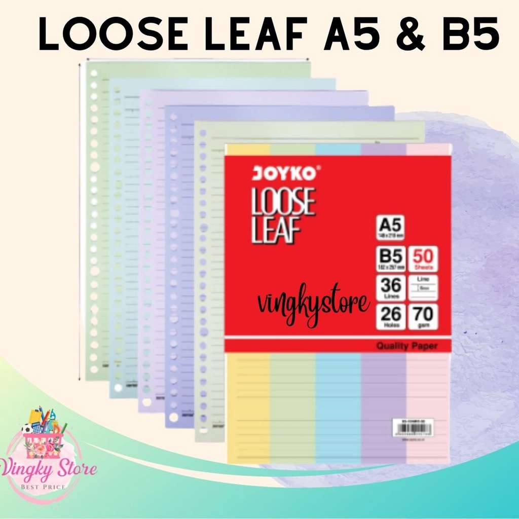 

Loose Leaf Warna / Kertas Binder Joyko 50 Lembar