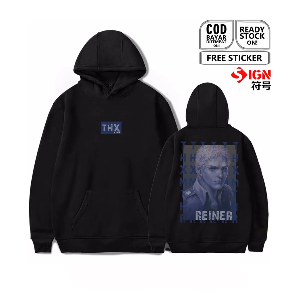 HOODIE REINER BRAUN ATTACK ON TITAN LEGION PASUKAN BERSENJATA SHINGEKI NO KYOJIN SNK ANAK KESAYANGAN