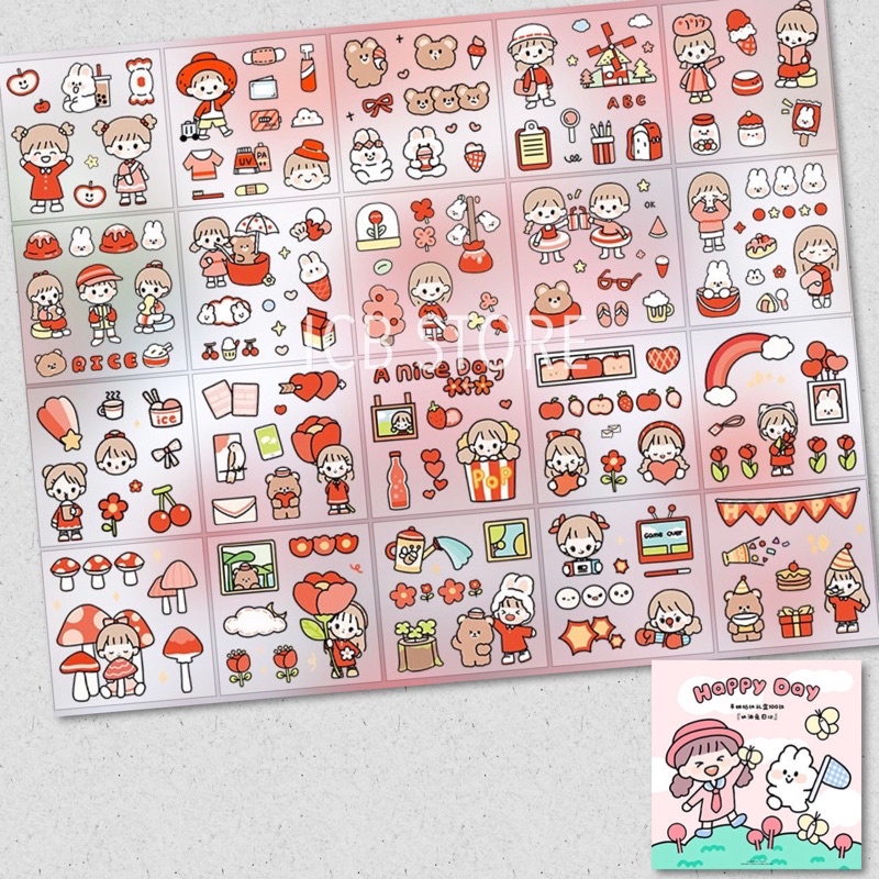 1 Lembar Stiker Aesthetic Tumblr Hp / Stiker Lucu Telado-RED PVC