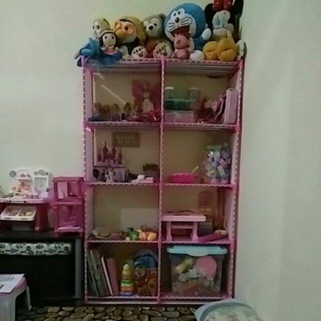 (r05 Double) Rak Buku Rak Portable Serbaguna 2 Sisi (mudah Dibongkar Pasang)