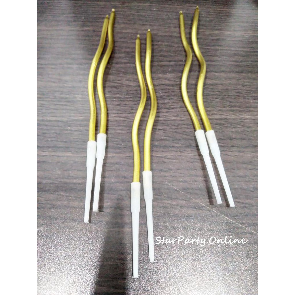 Lilin Ulir Spiral Chrome 6pcs / CND 185/ Lilin Panjang Emas /Lilin Spiral Emas