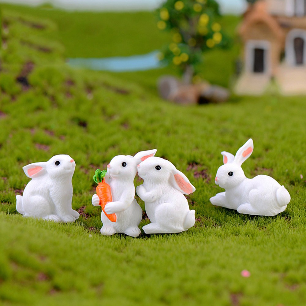 Wonderful Miniatur Kelinci Bahan Resin Untuk Dekorasi Taman Mini / Rumah Boneka