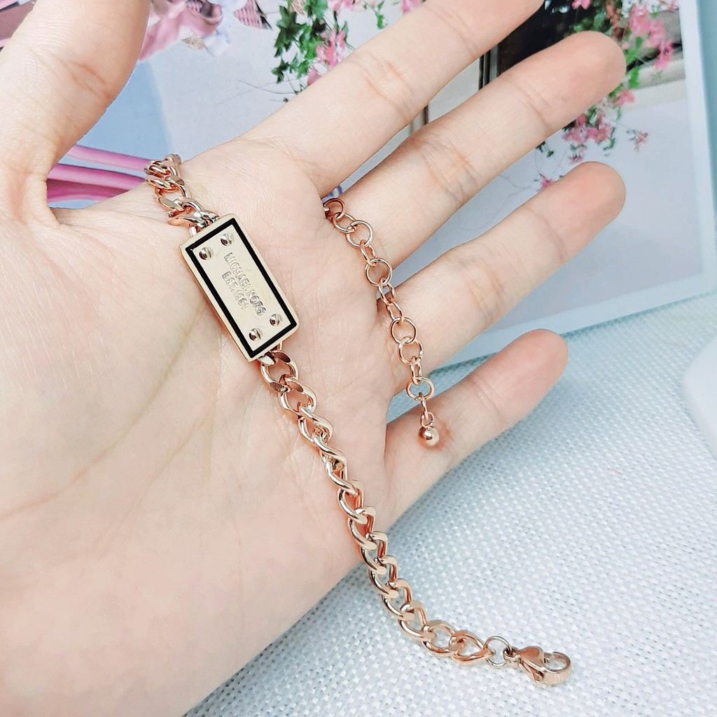 Gelang Titanium Rantai Tebal Motif Plate Rose Gold - BB562