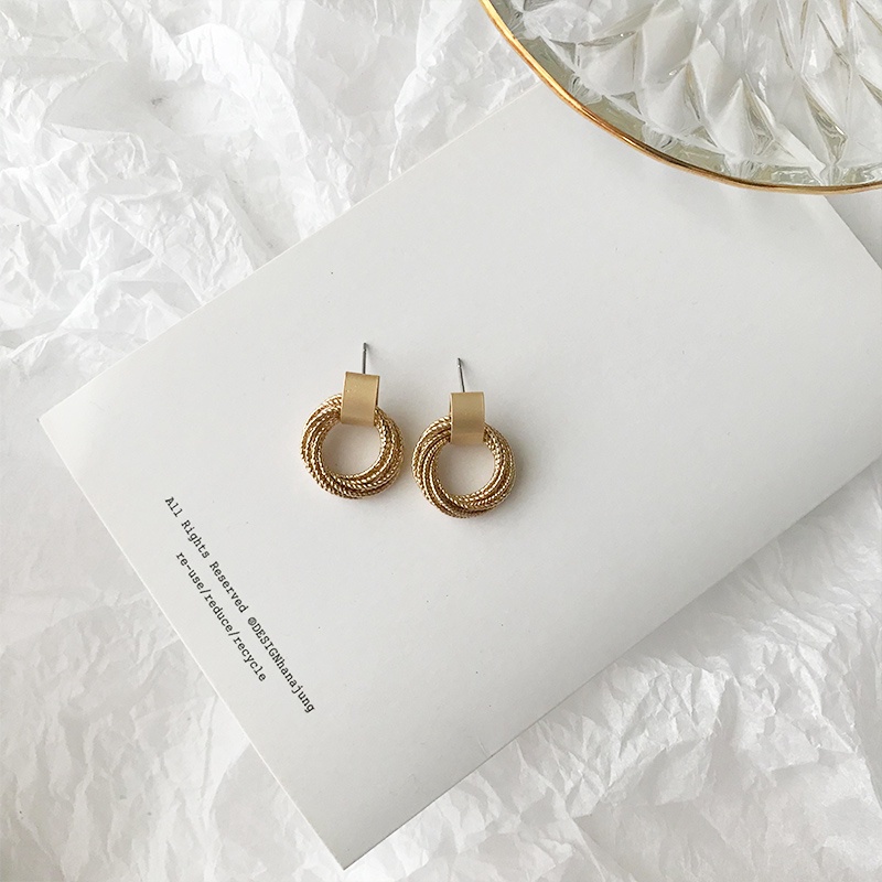 Anting Vintage multi-layer Bulat Untuk Wanita Aksesoris Telinga Korea