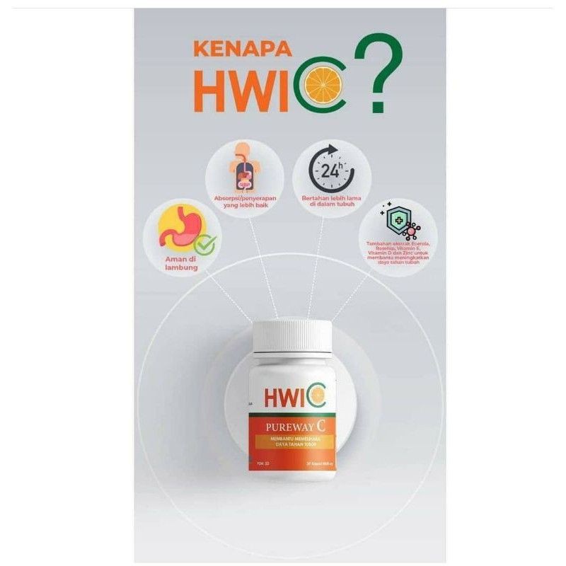 BELI 2 GRATIS 1 HWI-C suplemen vit C or1ginal HWI vitamin pencerah kulit dan baik untuk daya tahan t