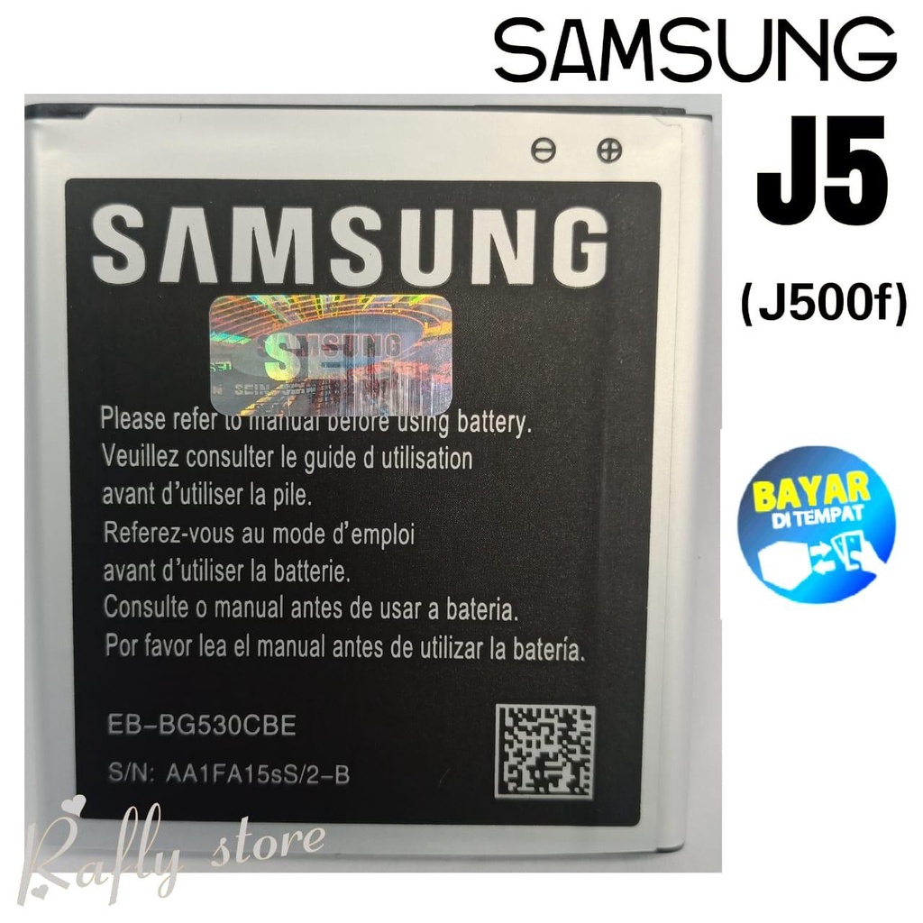 Rafly; Batrai Samsung J5 / J5 2015 / J500 / J500f (EB-BG530CBE) Baterai Handphone Batre Android Battery Batere Samsung Galaxy J5 2015 / J500 / J500f (EB-BG530CBE) 2600mAh / Rafly store