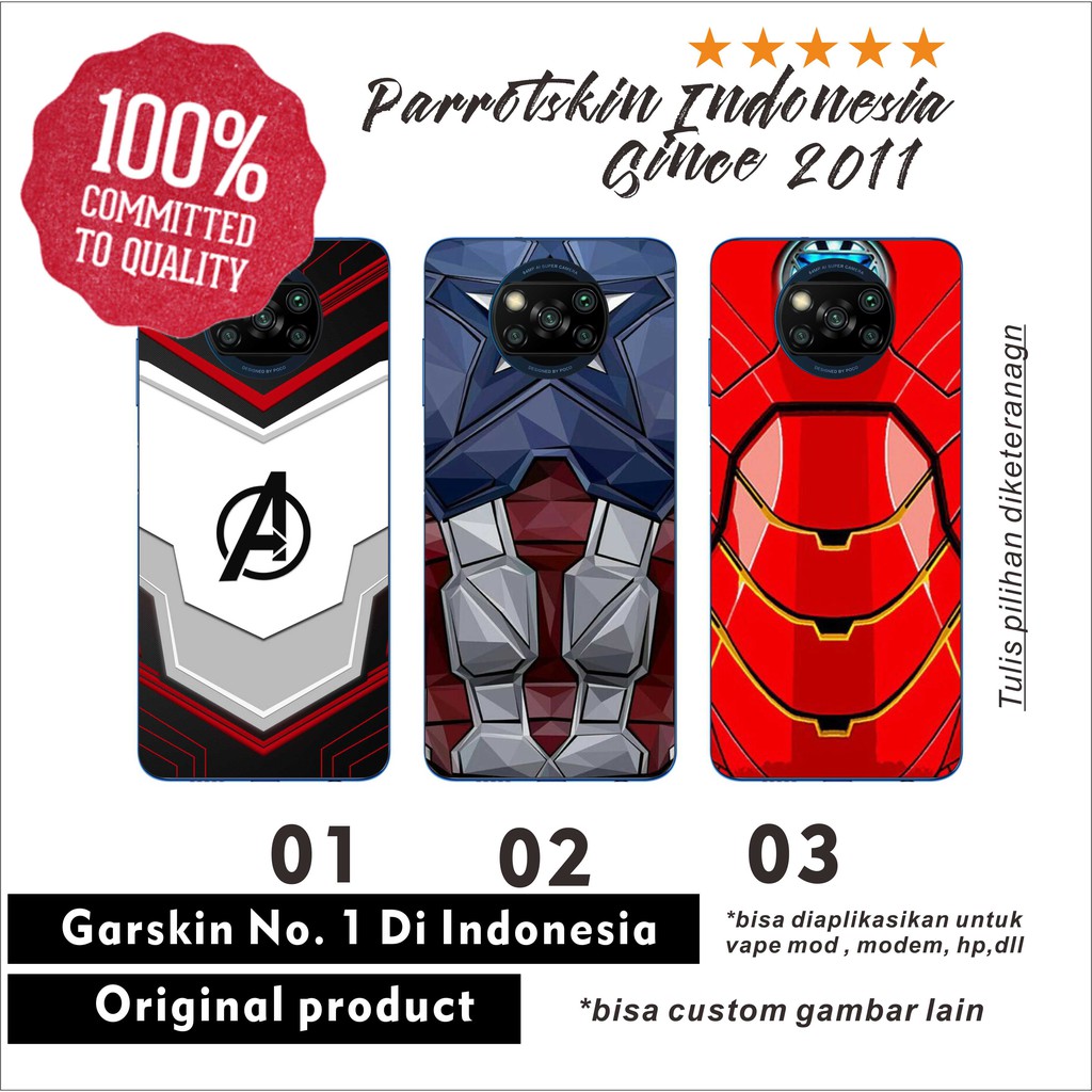 Garskin Skin Xiaomi Poco X3 NFC Suit avengers ironman Style anti gores jamur include lens protector