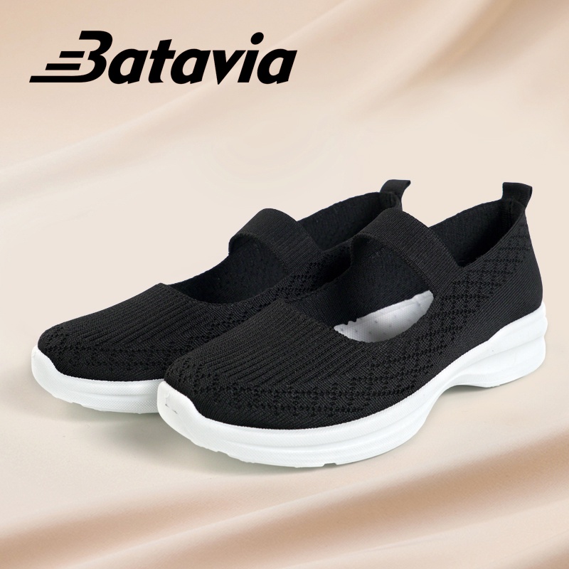 （COD）Batavia new fashion bernapas sepatu murah sepatu wanita sepatu permium sepatu flat rajut sepatu ibu A162 A166