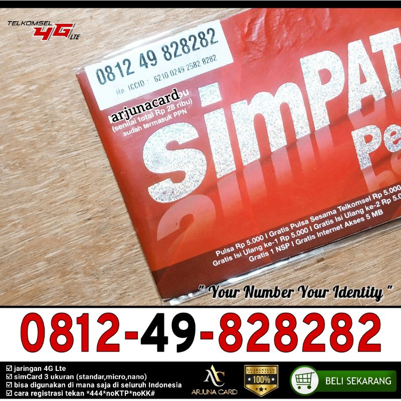 PERDANA NOMOR CANTIK SIMPATI 0812 828282 TSEL 4G COMBO SAKTI TRIPLE AB