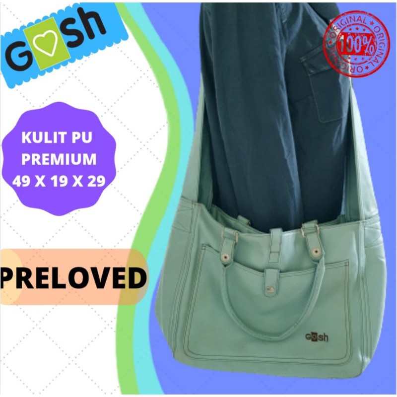 PRELOVED GOSH TAS WANITA SLEMPANG BAHU KULIT PU BESAR KANTOR KULIAH LAPTOP TOSCA MODIS KUAT