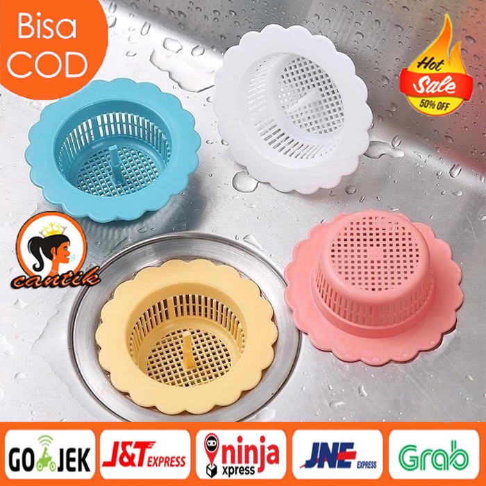 Saringan Afur Bak Cuci Piring Wastafel / Penutup Lubang Saluran Air Dapur Penyaring Kotoran Sampah Sisa Makanan PVC / Drain Sink Strainer Bentuk Bunga