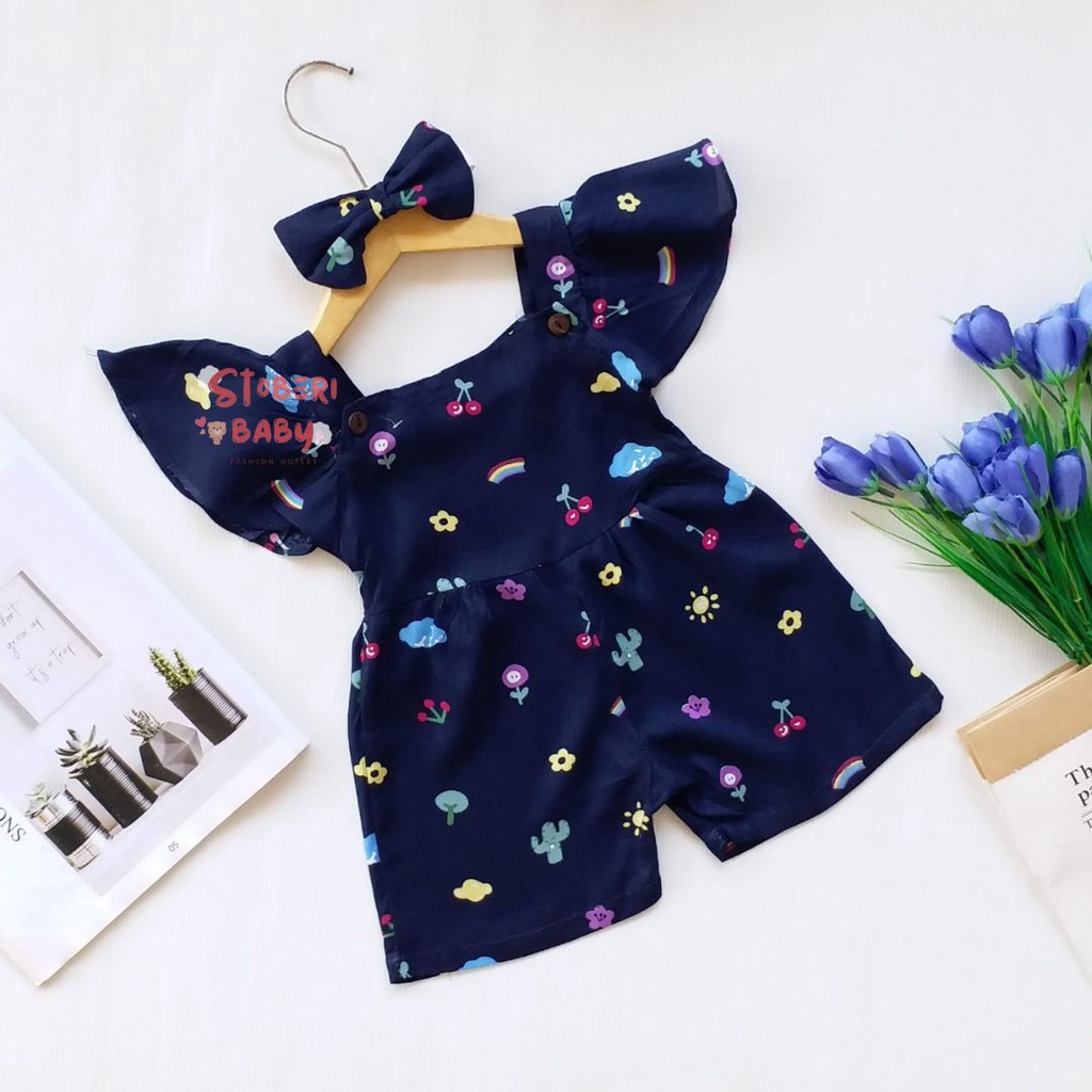 PUNCAK 3.3 stoberi baby -  BBB JUMPSUIT LAURA setelan anak perempuan jumper bayi motif bunga lucu free headband PART 2