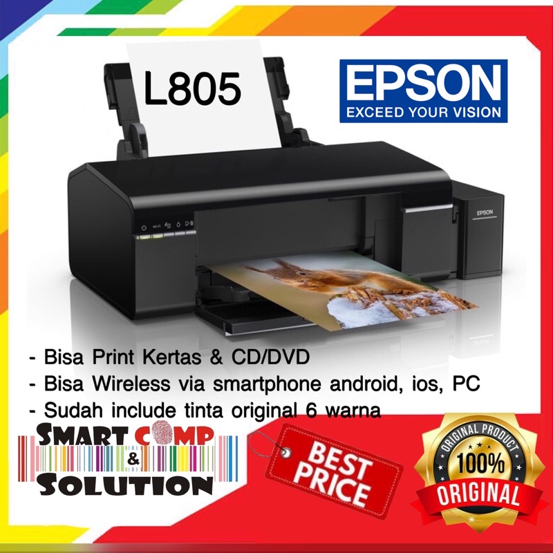 Jual EPSON L805 Photo Ink Tank Wireless Printer DVD Indonesia|Shopee ...