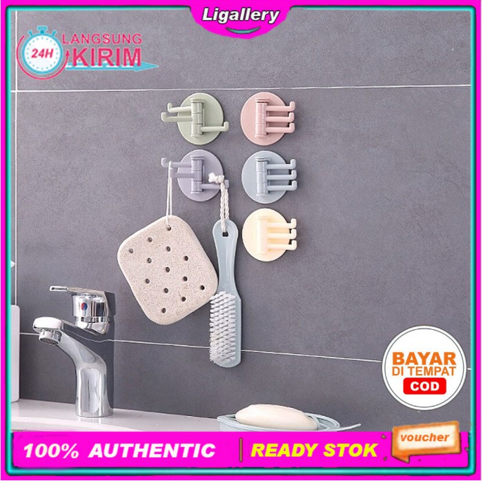 [BISA COD] Gantungan Cantolan Dinding Tempel 3 Hook Cantolan Kunci Motor Mobil Kain Lap