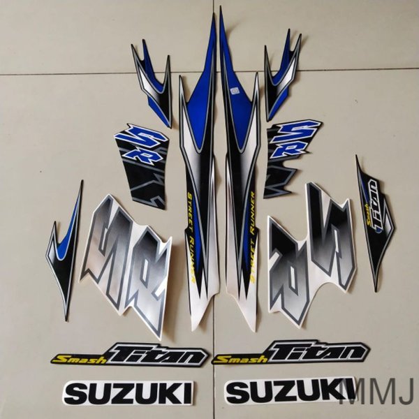 Sticker striping suzuki smash 110 Titan SR 2010 putih hitam