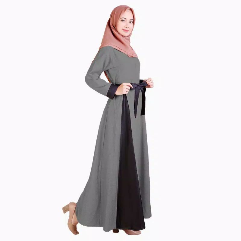 Long Dress Gamis maxi Wanita Muslim kombinasi warna - Lestari