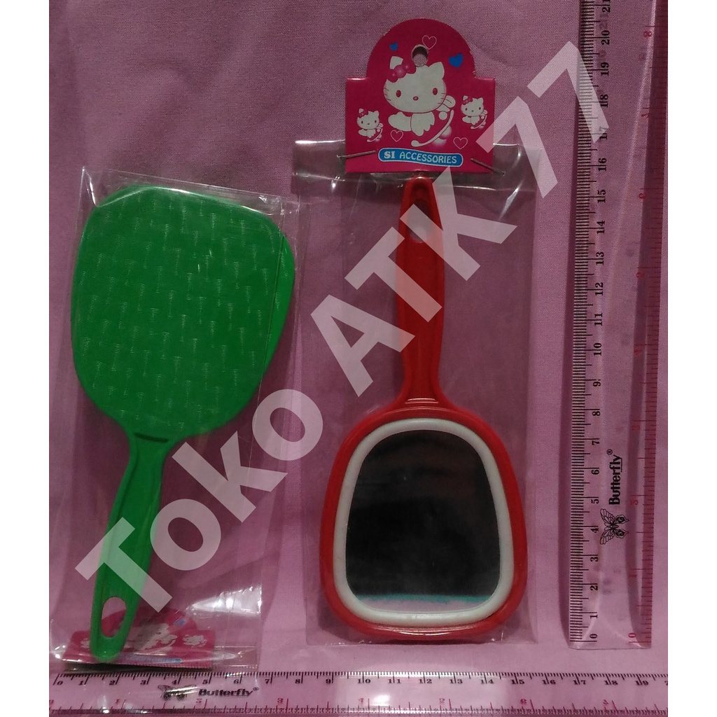 Cermin Kaca Make Up Kecil Simple Mini Saku Gagang Cantik Bagus Praktis READY STOCK